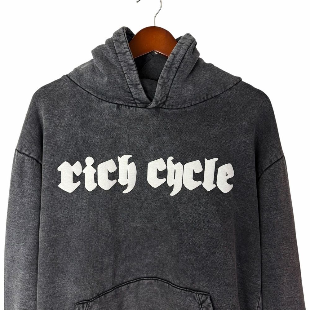 NWOT Rich Cycle Vintage Black Grey Hoodie Mens Medium - Picture 4 of 8